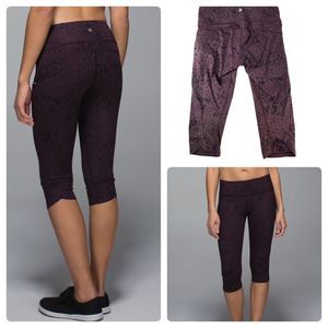 Lululemon Run Top Speed Crop Size 6 Star Crushed Black Cherry Full On Luxtreme